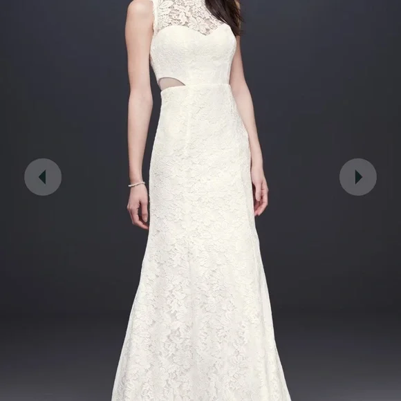 David's Bridal | Dresses | Davids Bridal Cream Halter Wedding Gown |  Poshmark